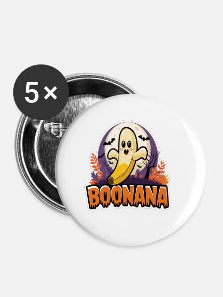 Halloween Boonana Halloween Geist - Buttons groß 56 mm (5er Pack) - Weiß