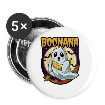 Halloween Boonana Halloween Geist - Buttons groß 56 mm (5er Pack) - Weiß - Vorne