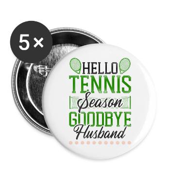 Funny Tennis Player Racket Husband - Buttons groß 56 mm (5er Pack) - Weiß - Vorne