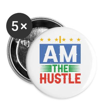 I Am The Hustle - Buttons groß 56 mm (5er Pack) - Weiß - Vorne