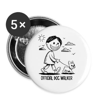 French Bulldog Pet Dog Animal Lover - Buttons large 2.2''/56 mm (5-pack) - white - Front