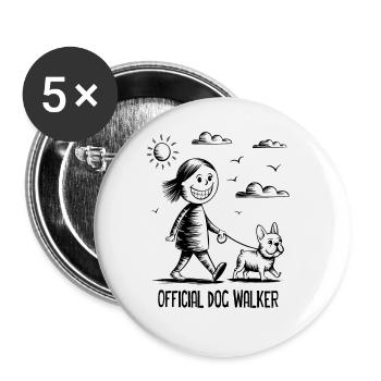 French Bulldog Pet Dog Animal Lover - Buttons large 2.2''/56 mm (5-pack) - white - Front