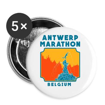 Marathon d’Anvers - Belgique - Lot de 5 grands badges (56 mm) - blanc - Devant