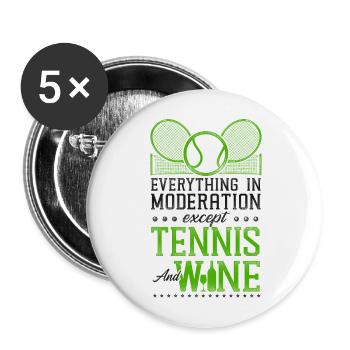 Funny Tennis Player Racket Wine - Buttons large 2.2''/56 mm (5-pack) - white - Front