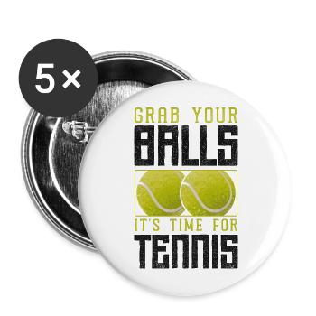 Drôle de joueur de tennis raquette jeu de mots - Lot de 5 grands badges (56 mm) - blanc - Devant