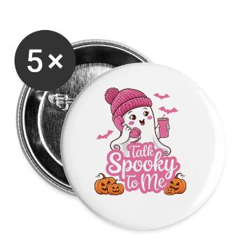 Halloween Ghost Funny Talk Spooky To Me - Buttons groß 56 mm (5er Pack) - Weiß - Vorne