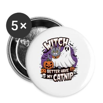 Halloween Cat Forget Candy Give Me A Cat - Buttons groß 56 mm (5er Pack) - Weiß - Vorne
