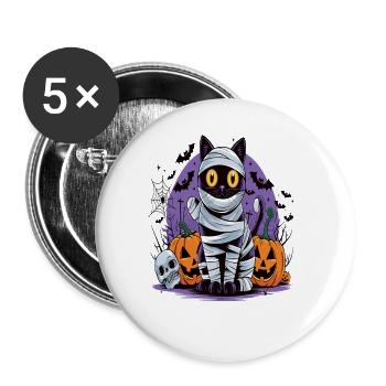 Halloween Cat Forget Candy Give Me A Cat - Buttons groß 56 mm (5er Pack) - Weiß - Vorne