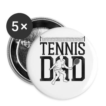 Funny Tennis Player Racket Dad - Buttons groß 56 mm (5er Pack) - Weiß - Vorne