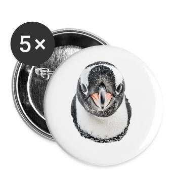 Pingouin - Lot de 5 grands badges (56 mm) - blanc - Devant