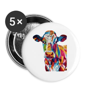Kuh - Buttons groß 56 mm (5er Pack) - Weiß - Vorne