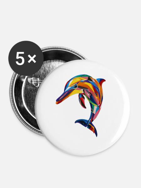 Delphin - Buttons groß 56 mm (5er Pack) - Weiß