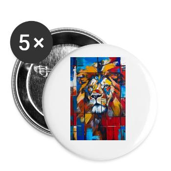Löwe - Buttons groß 56 mm (5er Pack) - Weiß - Vorne