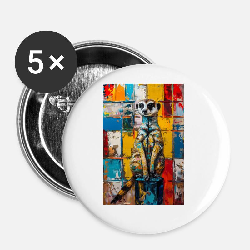 Erdmännchen - Buttons groß 56 mm (5er Pack) - Weiß