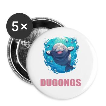 Seekuh Dugongs Dugong - Buttons groß 56 mm (5er Pack) - Weiß - Vorne