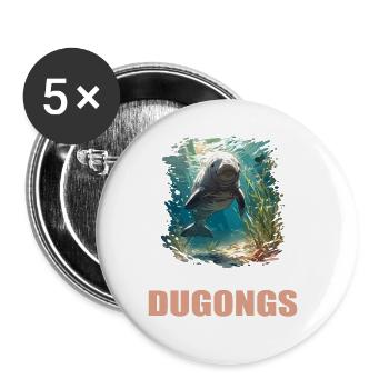Seekuh Dugongs Dugong - Buttons groß 56 mm (5er Pack) - Weiß - Vorne