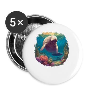 Seekuh Manatees Manatee - Buttons large 2.2''/56 mm (5-pack) - white - Front