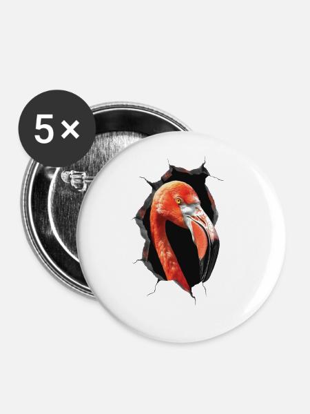 Flamingo - Buttons groß 56 mm (5er Pack) - Weiß