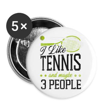 Raquette de joueur de tennis drôle j’aime - Lot de 5 grands badges (56 mm) - blanc - Devant