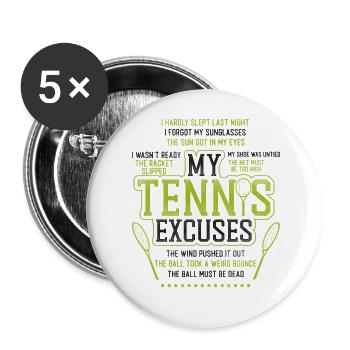 Drôle de joueur de tennis raquette mon - Lot de 5 grands badges (56 mm) - blanc - Devant