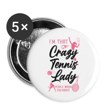 drôle de raquette de joueur de tennis je suis - Lot de 5 grands badges (56 mm) - blanc - Devant