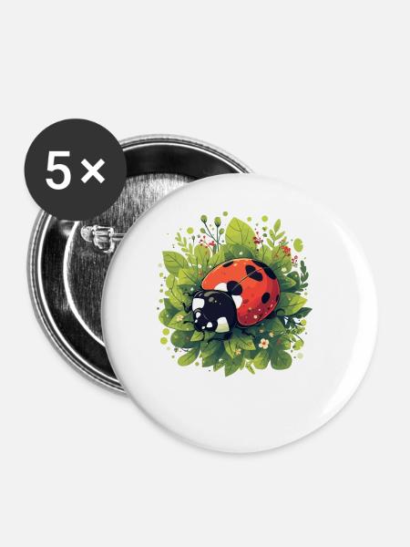Ladybug Marienkäfer - Buttons groß 56 mm (5er Pack) - Weiß