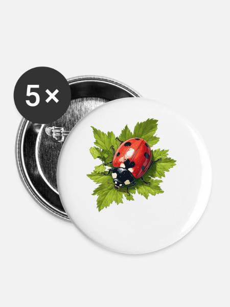 Ladybug Marienkäfer - Buttons groß 56 mm (5er Pack) - Weiß