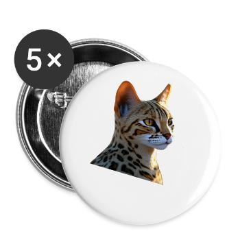 Savannah Katze Cat Mama Süße Serval Leopard Katzen - Buttons groß 56 mm (5er Pack) - Weiß - Vorne