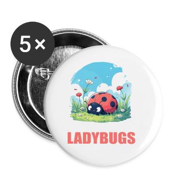 Coccinelle Marienkäfer - Lot de 5 grands badges (56 mm) - blanc - Devant
