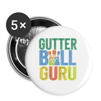 Gutter Ball Guru 6 - Buttons groß 56 mm (5er Pack) - Weiß - Vorne