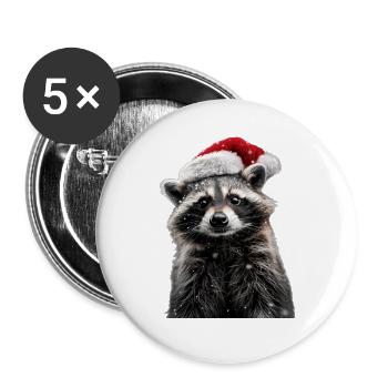Raton laveur - Lot de 5 grands badges (56 mm) - blanc - Devant