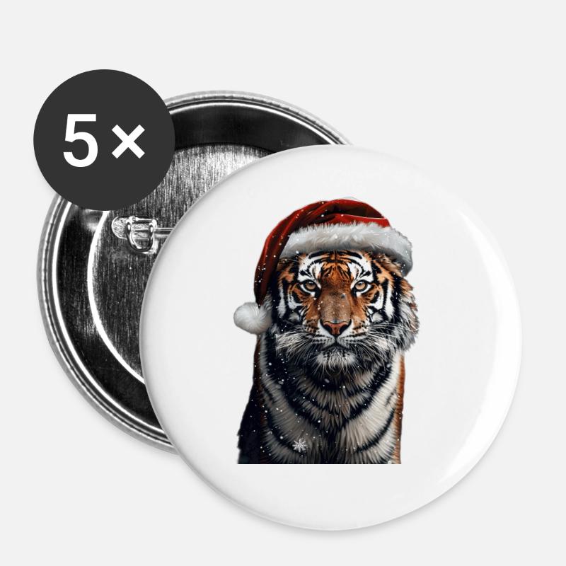Tiger - Buttons groß 56 mm (5er Pack) - Weiß