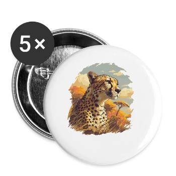 Cheetah Geparde Gepard - Buttons groß 56 mm (5er Pack) - Weiß - Vorne