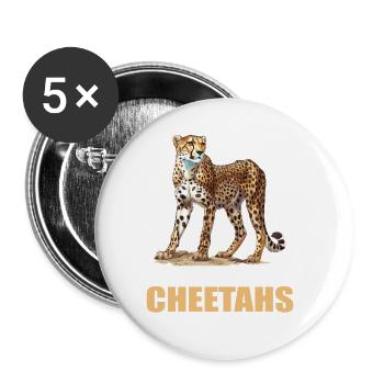 Cheetah Geparde Gepard - Buttons groß 56 mm (5er Pack) - Weiß - Vorne