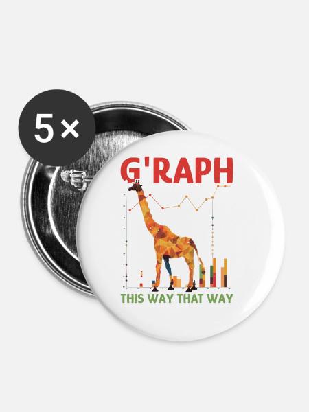 G'Raph This Way That Way - Buttons groß 56 mm (5er Pack) - Weiß