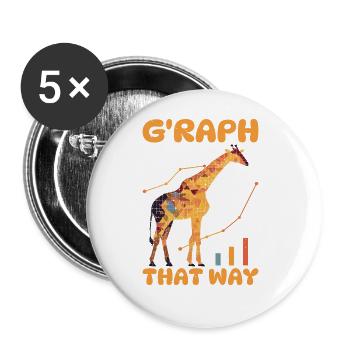 G'Raph This Way That Way 2 - Buttons groß 56 mm (5er Pack) - Weiß - Vorne