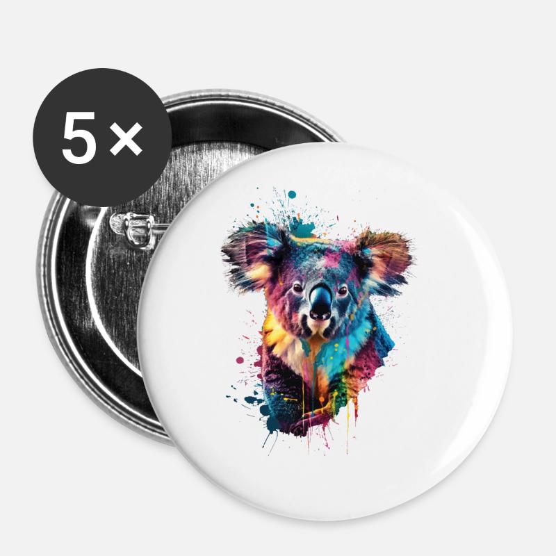Koala - Buttons groß 56 mm (5er Pack) - Weiß