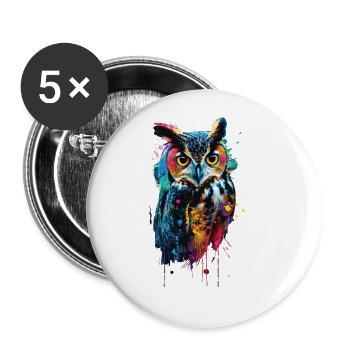 Eule - Buttons groß 56 mm (5er Pack) - Weiß - Vorne