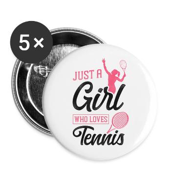 Funny Tennis Player Racket Just A - Buttons groß 56 mm (5er Pack) - Weiß - Vorne