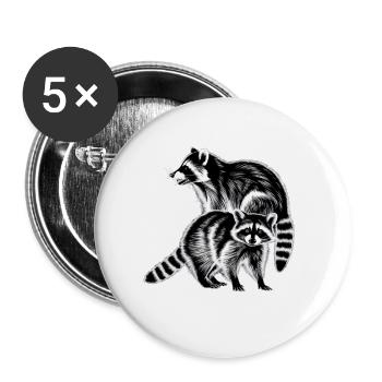 Raton laveur - Lot de 5 grands badges (56 mm) - blanc - Devant