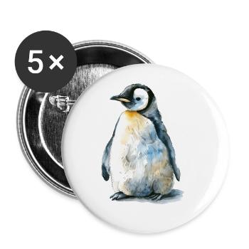 Pinguin - Buttons groß 56 mm (5er Pack) - Weiß - Vorne