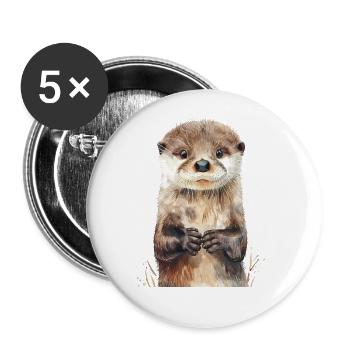 Loutre - Lot de 5 grands badges (56 mm) - blanc - Devant