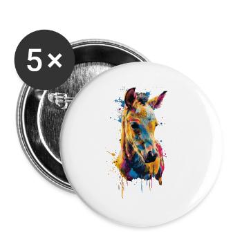 Pferd - Buttons groß 56 mm (5er Pack) - Weiß - Vorne