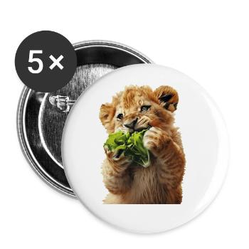 Löwe - Buttons groß 56 mm (5er Pack) - Weiß - Vorne