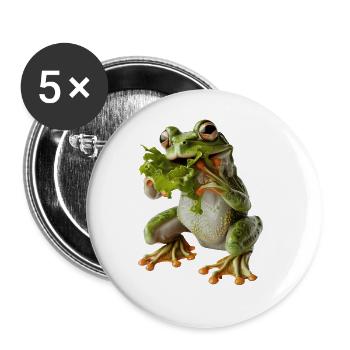 Grenouille - Lot de 5 grands badges (56 mm) - blanc - Devant