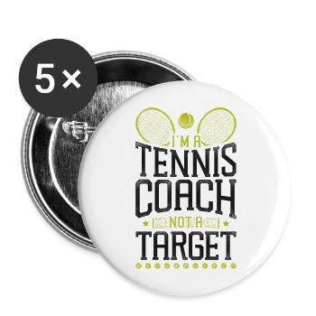 Funny Tennis Player Racket Coach - Buttons groß 56 mm (5er Pack) - Weiß - Vorne