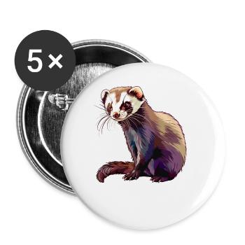 Ferret Frettchen - Buttons large 2.2''/56 mm (5-pack) - white - Front