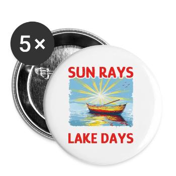 Boat Waves Sun Rays Ain't Nothing Like Lake Days 6 - Buttons groß 56 mm (5er Pack) - Weiß - Vorne