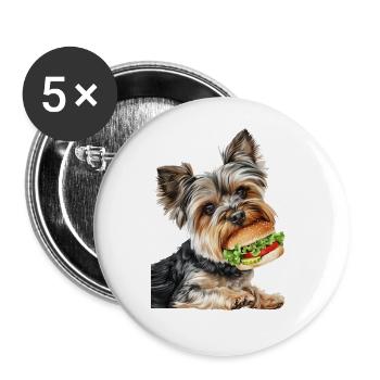 Chien - Lot de 5 grands badges (56 mm) - blanc - Devant