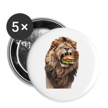 Löwe - Buttons groß 56 mm (5er Pack) - Weiß - Vorne